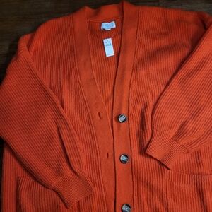 Aerie Bold Orange Ribbed Cardigan